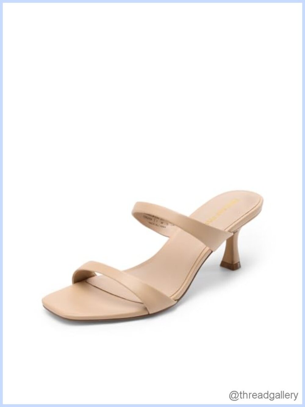 Women's Kitten Heel Sandals Square Toe Slip On Faux Leather Dress Shoes